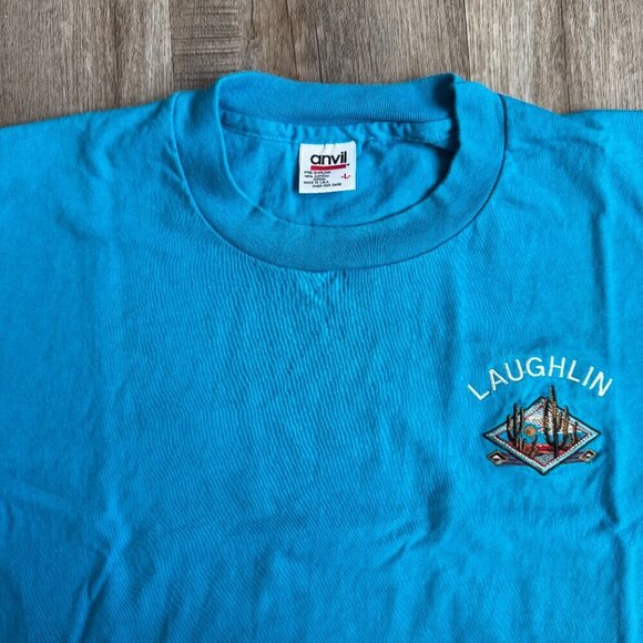 Vintage Laughlin Nevada T-Shirt Single Stitch Embroidered Large - Picture 2 of 4